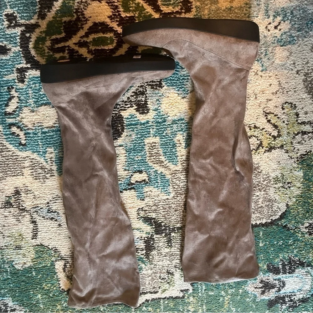 FitFlop Over the Knee Suede Boots Brown Taupe US 10 Comfort Sole